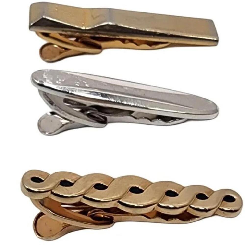 Hickock USA. Set of 3 Vintage Tie Clips. Made in the USA